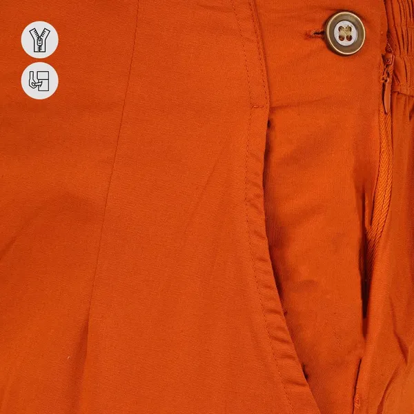Burnt_Orange_Ultra_Soft_Stretchable_Lycra_Cotton_Trousers_Pant_For_Women,_Half-Elasticated_Waist,_Side_Zipper_&_Pocket,_Straight_Fit_Formal_Wear_For_Regular_Office,_Work,_College_&_Daily_Casual_Use