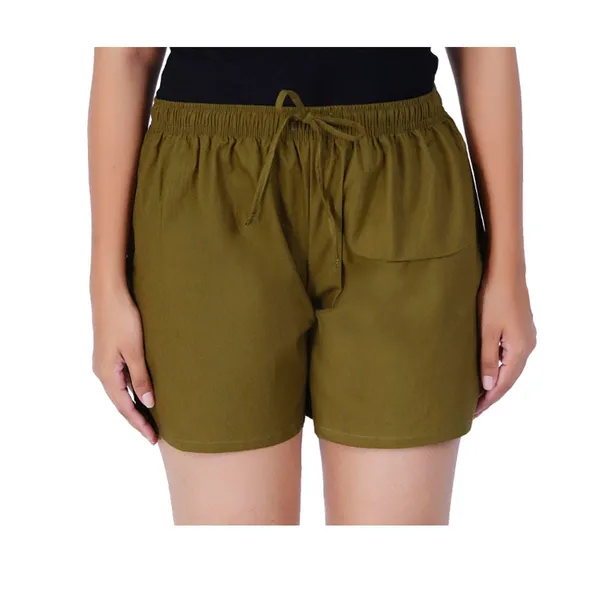 Forest_Green_100%_Pure_Cotton_Shorts_For_Women-_Soft,_Light,_Breathable_Lounge/Outing/Summer/Vacation,_Regular_Fit_Solid_Multicolor_-_Casual_And_Comfort_Bottom_Wear