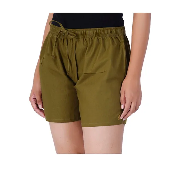 Forest_Green_100%_Pure_Cotton_Shorts_For_Women-_Soft,_Light,_Breathable_Lounge/Outing/Summer/Vacation,_Regular_Fit_Solid_Multicolor_-_Casual_And_Comfort_Bottom_Wear