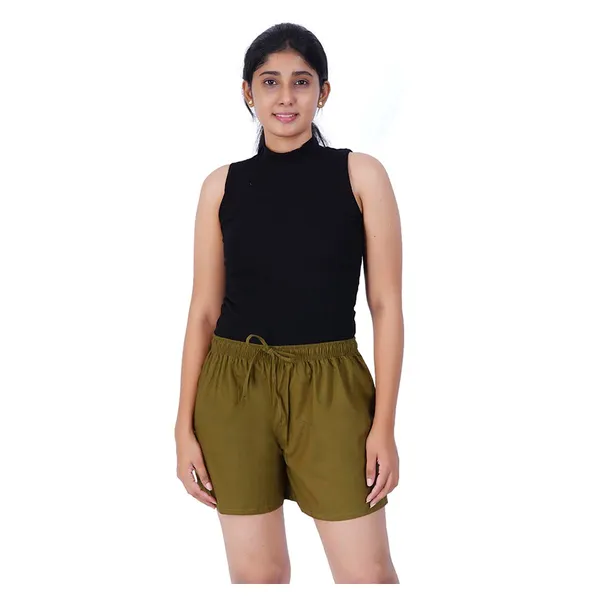 Forest_Green_100%_Pure_Cotton_Shorts_For_Women-_Soft,_Light,_Breathable_Lounge/Outing/Summer/Vacation,_Regular_Fit_Solid_Multicolor_-_Casual_And_Comfort_Bottom_Wear