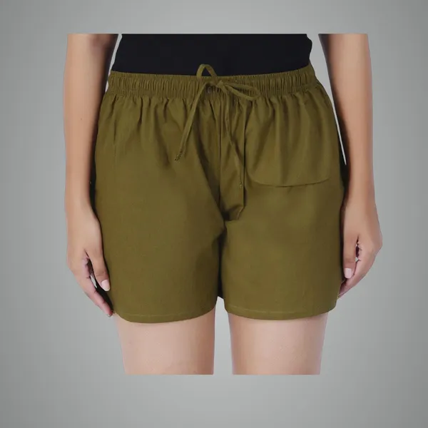 Forest_Green_100%_Pure_Cotton_Shorts_For_Women-_Soft,_Light,_Breathable_Lounge/Outing/Summer/Vacation,_Regular_Fit_Solid_Multicolor_-_Casual_And_Comfort_Bottom_Wear
