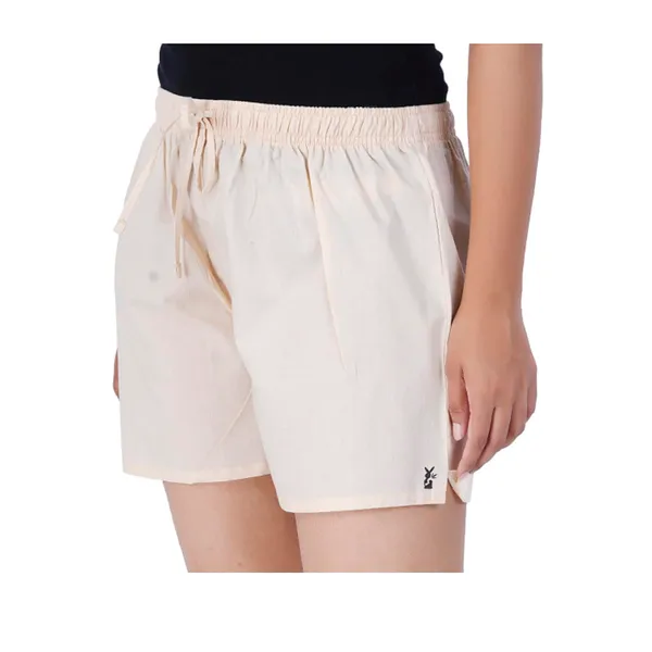 Cream_100%_Pure_Cotton_Shorts_For_Women-_Soft,_Light,_Breathable_Lounge/Outing/Summer/Vacation,_Regular_Fit_Solid_Multicolor_-_Casual_And_Comfort_Bottom_Wear