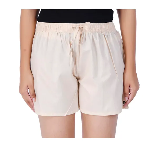 Cream_100%_Pure_Cotton_Shorts_For_Women-_Soft,_Light,_Breathable_Lounge/Outing/Summer/Vacation,_Regular_Fit_Solid_Multicolor_-_Casual_And_Comfort_Bottom_Wear