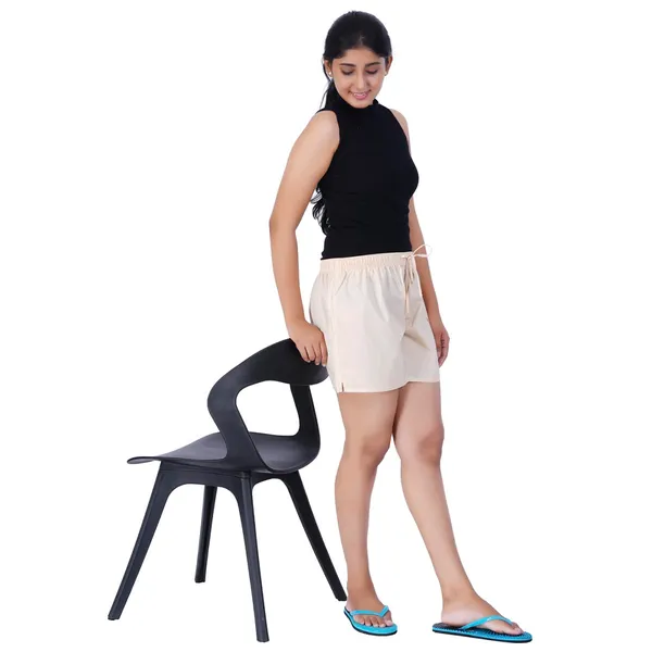 Cream_100%_Pure_Cotton_Shorts_For_Women-_Soft,_Light,_Breathable_Lounge/Outing/Summer/Vacation,_Regular_Fit_Solid_Multicolor_-_Casual_And_Comfort_Bottom_Wear