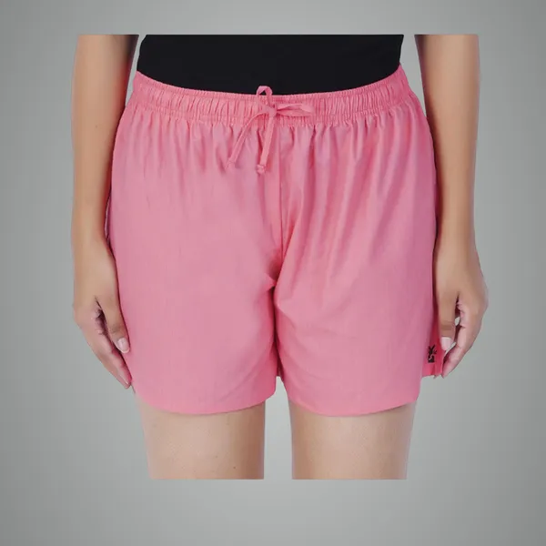 Shell_Pink_100%_Pure_Cotton_Shorts_For_Women-_Soft,_Light,_Breathable_Lounge/Outing/Summer/Vacation,_Regular_Fit_Solid_Multicolor_-_Casual_And_Comfort_Bottom_Wear