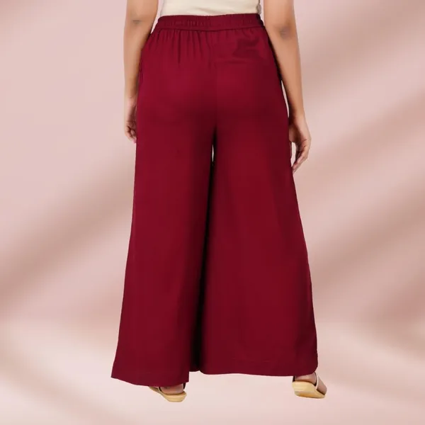 Burgundy_Maroon_Stylish_Fine_Rayon_Palazzo_Pants_-_Flowy,_Just_Right_Shine_For_Women_-_Office_Use_|_Party_&_Outdoor_Wear_-_Regular_Fit,_Full_Length,_Side_Pocket
