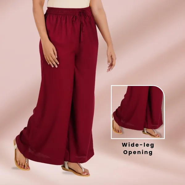 Burgundy_Maroon_Stylish_Fine_Rayon_Palazzo_Pants_-_Flowy,_Just_Right_Shine_For_Women_-_Office_Use_|_Party_&_Outdoor_Wear_-_Regular_Fit,_Full_Length,_Side_Pocket