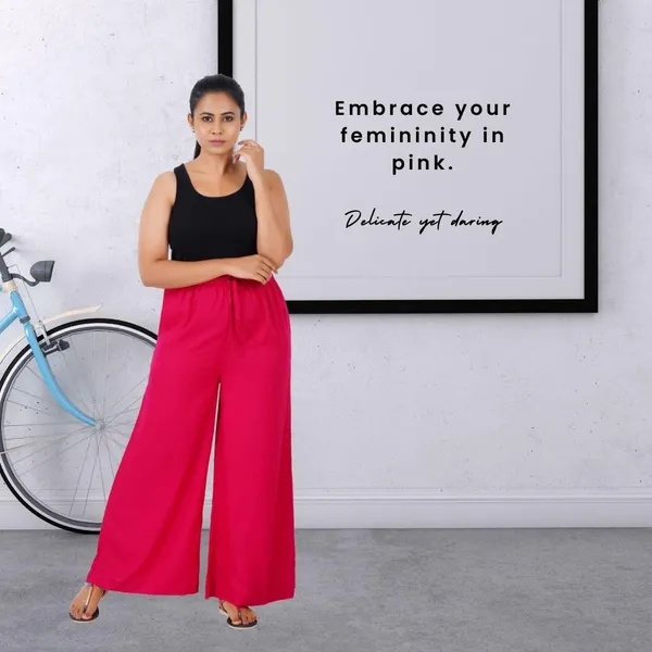 Bright_Pink_Stylish_Fine_Rayon_Palazzo_Pants_-_Flowy,_Just_Right_Shine_For_Women_-_Office_Use_|_Party_&_Outdoor_Wear_-_Regular_Fit,_Full_Length,_Side_Pocket