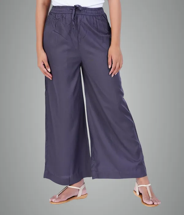 Charcoal_Grey_Stylish_Fine_Rayon_Palazzo_Pants_-_Flowy,_Just_Right_Shine_For_Women_-_Office_Use_|_Party_&_Outdoor_Wear_-_Regular_Fit,_Full_Length,_Side_Pocket