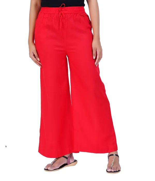 Chilly_Red_Stylish_Fine_Rayon_Palazzo_Pants_-_Flowy,_Just_Right_Shine_For_Women_-_Office_Use_|_Party_&_Outdoor_Wear_-_Regular_Fit,_Full_Length,_Side_Pocket