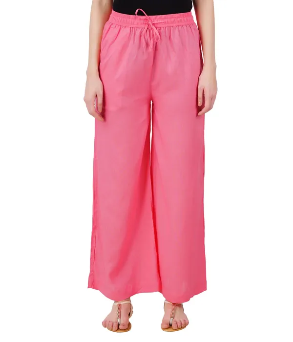 Strawberry_Pink_Stylish_Fine_Rayon_Palazzo_Pants_-_Flowy,_Just_Right_Shine_For_Women_-_Office_Use_|_Party_&_Outdoor_Wear_-_Regular_Fit,_Full_Length,_Side_Pocket