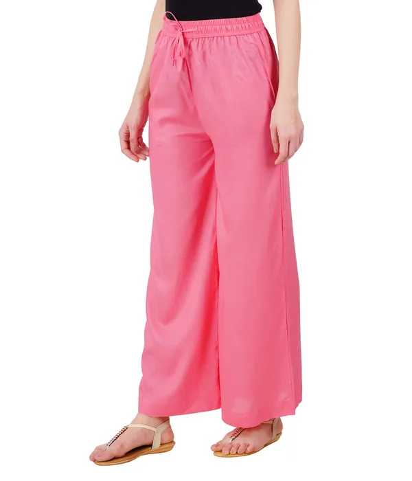 Strawberry_Pink_Stylish_Fine_Rayon_Palazzo_Pants_-_Flowy,_Just_Right_Shine_For_Women_-_Office_Use_|_Party_&_Outdoor_Wear_-_Regular_Fit,_Full_Length,_Side_Pocket