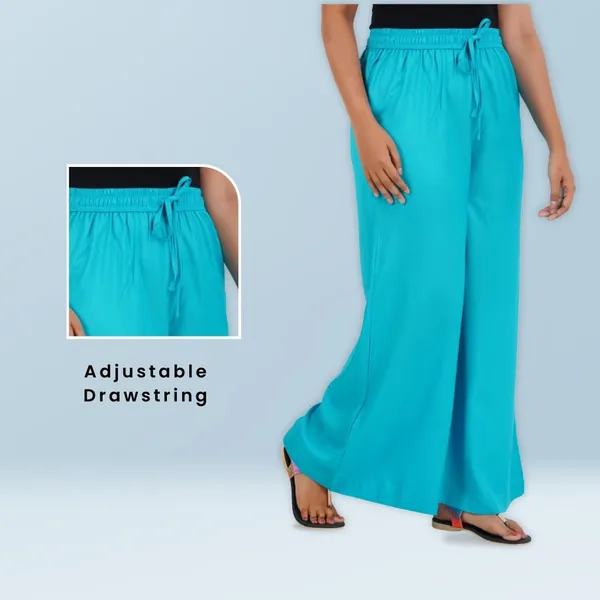 Turq_Blue_Stylish_Fine_Rayon_Palazzo_Pants_-_Flowy,_Just_Right_Shine_For_Women_-_Office_Use_|_Party_&_Outdoor_Wear_-_Regular_Fit,_Full_Length,_Side_Pocket