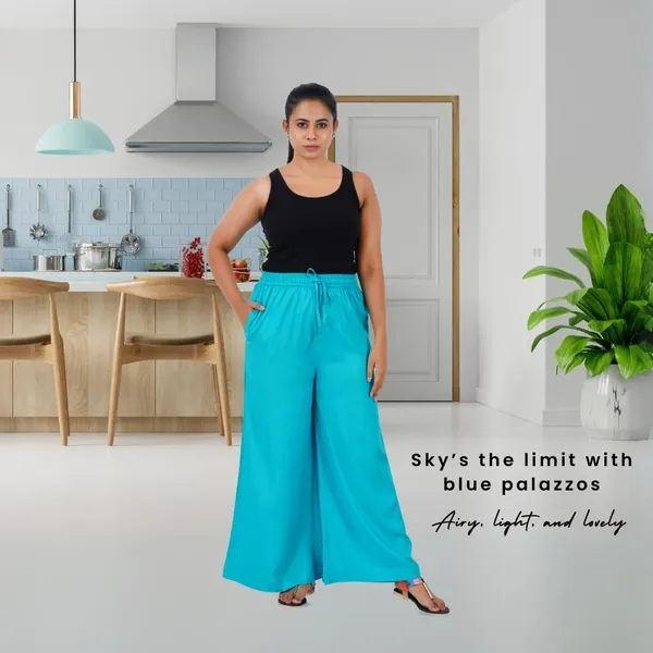 Turq_Blue_Stylish_Fine_Rayon_Palazzo_Pants_-_Flowy,_Just_Right_Shine_For_Women_-_Office_Use_|_Party_&_Outdoor_Wear_-_Regular_Fit,_Full_Length,_Side_Pocket