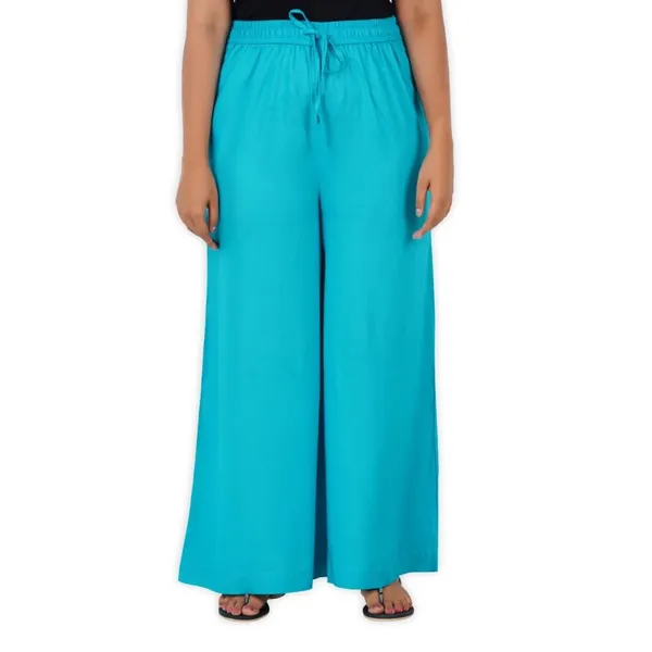 Turq_Blue_Stylish_Fine_Rayon_Palazzo_Pants_-_Flowy,_Just_Right_Shine_For_Women_-_Office_Use_|_Party_&_Outdoor_Wear_-_Regular_Fit,_Full_Length,_Side_Pocket