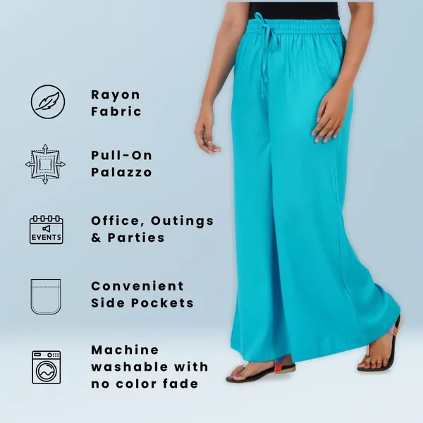 Turq_Blue_Stylish_Fine_Rayon_Palazzo_Pants_-_Flowy,_Just_Right_Shine_For_Women_-_Office_Use_|_Party_&_Outdoor_Wear_-_Regular_Fit,_Full_Length,_Side_Pocket