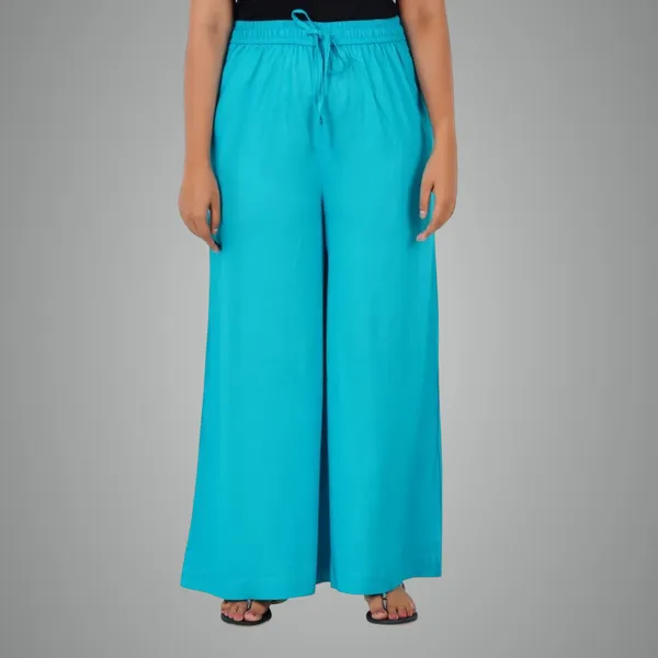 Turq_Blue_Stylish_Fine_Rayon_Palazzo_Pants_-_Flowy,_Just_Right_Shine_For_Women_-_Office_Use_|_Party_&_Outdoor_Wear_-_Regular_Fit,_Full_Length,_Side_Pocket