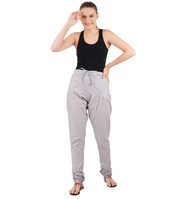 Alloy_Grey_Women_Cotton_Churidar/Gathering_Pant_With_Dupatta_Set_-Solid_Ethnic_Sleek_Ankle_-Regular_Fit-Office_|_Outdoor_Wear