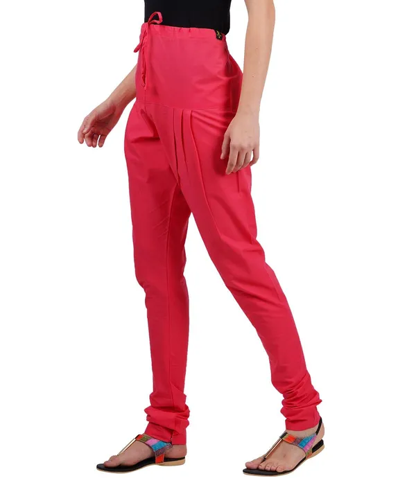 Apple_Peach_Women_Cotton_Churidar/Gathering_Pant_With_Dupatta_Set_-Solid_Ethnic_Sleek_Ankle_-Regular_Fit-Office_|_Outdoor_Wear