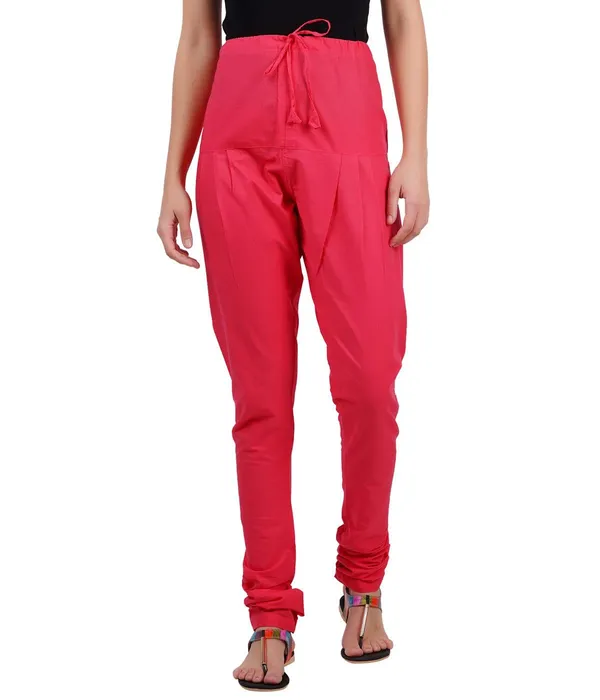 Apple_Peach_Women_Cotton_Churidar/Gathering_Pant_With_Dupatta_Set_-Solid_Ethnic_Sleek_Ankle_-Regular_Fit-Office_|_Outdoor_Wear