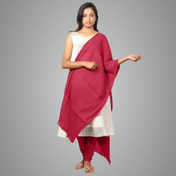 Bright_Pink_Women_Cotton_Churidar/Gathering_Pant_With_Dupatta_Set_-Solid_Ethnic_Sleek_Ankle_-Regular_Fit-Office_|_Outdoor_Wear