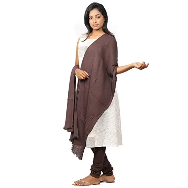 Coffee_Brown_Women_Cotton_Churidar/Gathering_Pant_With_Dupatta_Set_-Solid_Ethnic_Sleek_Ankle_-Regular_Fit-Office_|_Outdoor_Wear