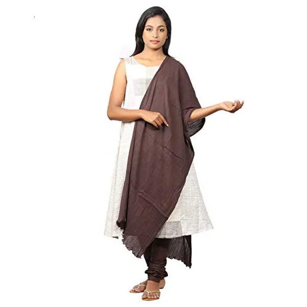 Coffee_Brown_Women_Cotton_Churidar/Gathering_Pant_With_Dupatta_Set_-Solid_Ethnic_Sleek_Ankle_-Regular_Fit-Office_|_Outdoor_Wear