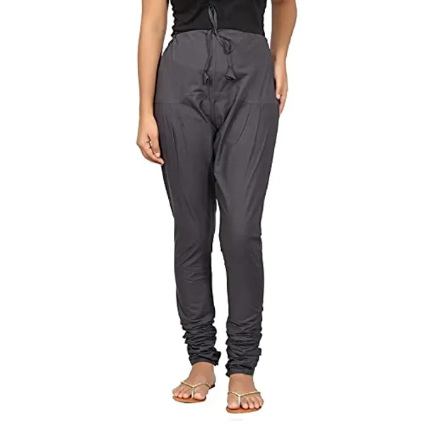 Charcoal_Grey_Women_Cotton_Churidar/Gathering_Pant_With_Dupatta_Set_-Solid_Ethnic_Sleek_Ankle_-Regular_Fit-Office_|_Outdoor_Wear