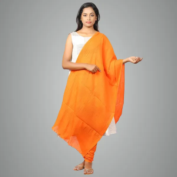 Coral_Orange_Women_Cotton_Churidar/Gathering_Pant_With_Dupatta_Set_-Solid_Ethnic_Sleek_Ankle_-Regular_Fit-Office_|_Outdoor_Wear