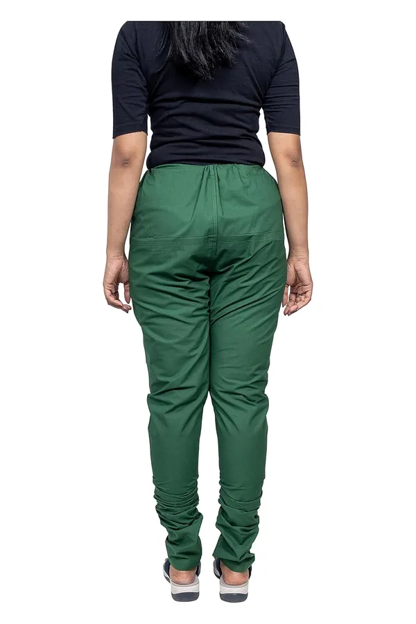 Dark_Green_Women_Cotton_Churidar/Gathering_Pant_With_Dupatta_Set_-Solid_Ethnic_Sleek_Ankle_-Regular_Fit-Office_|_Outdoor_Wear