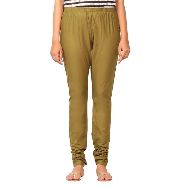 Forest_Green_Women_Cotton_Churidar/Gathering_Pant_With_Dupatta_Set_-Solid_Ethnic_Sleek_Ankle_-Regular_Fit-Office_|_Outdoor_Wear