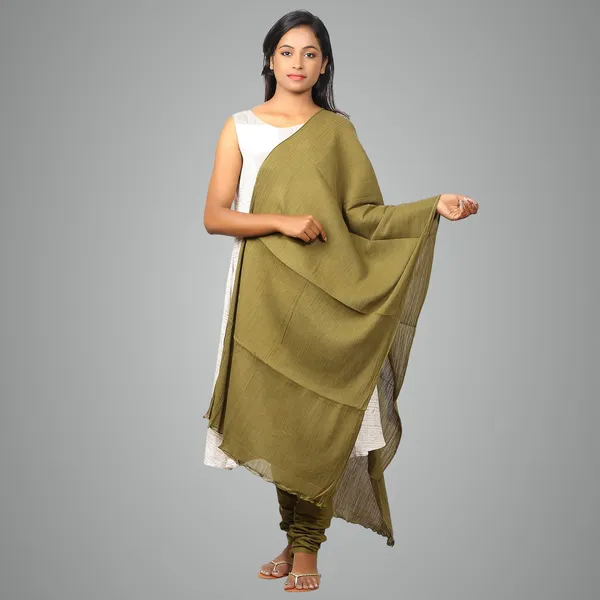 Forest_Green_Women_Cotton_Churidar/Gathering_Pant_With_Dupatta_Set_-Solid_Ethnic_Sleek_Ankle_-Regular_Fit-Office_|_Outdoor_Wear