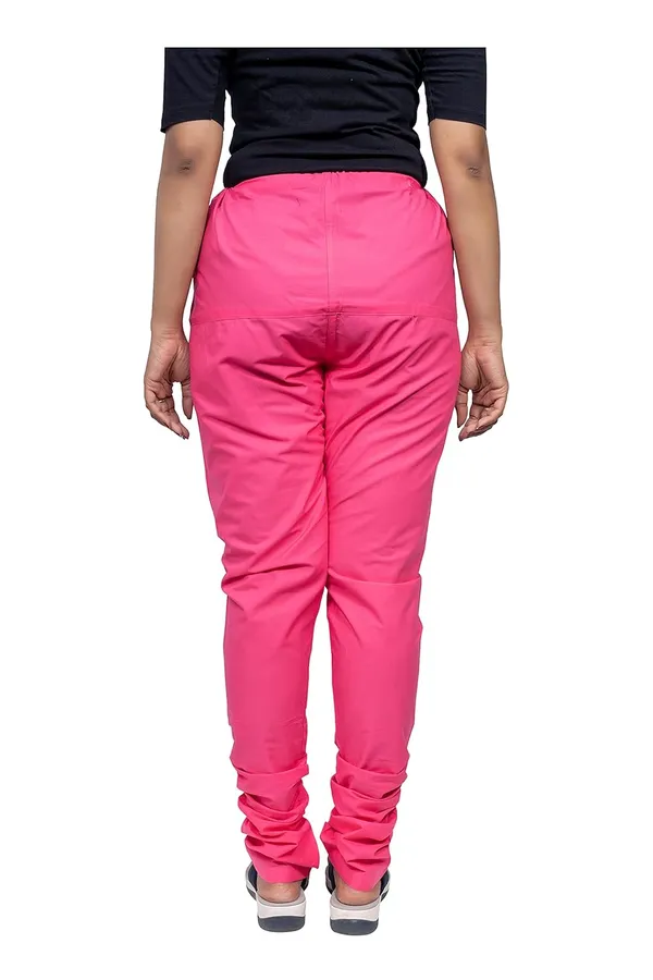 Hot_Pink_Women_Cotton_Churidar/Gathering_Pant_With_Dupatta_Set_-Solid_Ethnic_Sleek_Ankle_-Regular_Fit-Office_|_Outdoor_Wear