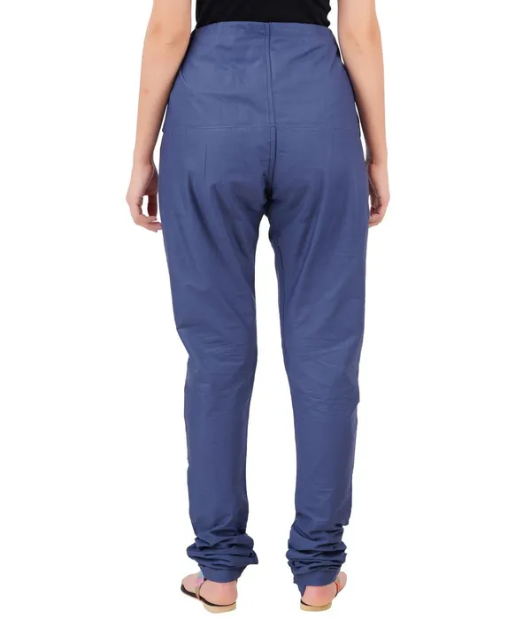 Indigo_Blue_Women_Cotton_Churidar/Gathering_Pant_With_Dupatta_Set_-Solid_Ethnic_Sleek_Ankle_-Regular_Fit-Office_|_Outdoor_Wear