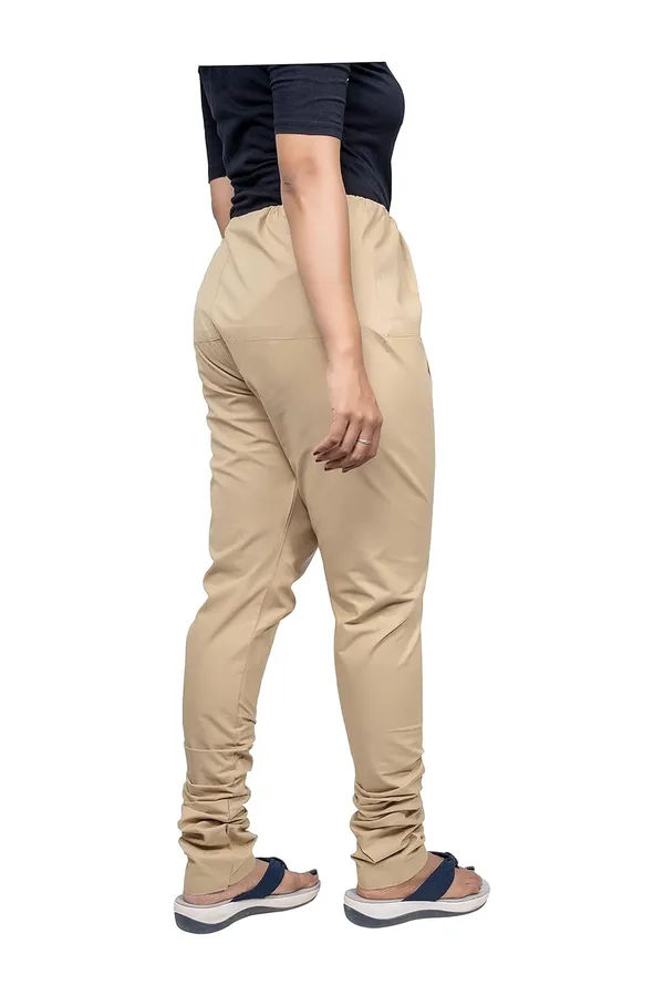 Sand_Khaki_Women_Cotton_Churidar/Gathering_Pant_With_Dupatta_Set_-Solid_Ethnic_Sleek_Ankle_-Regular_Fit-Office_|_Outdoor_Wear