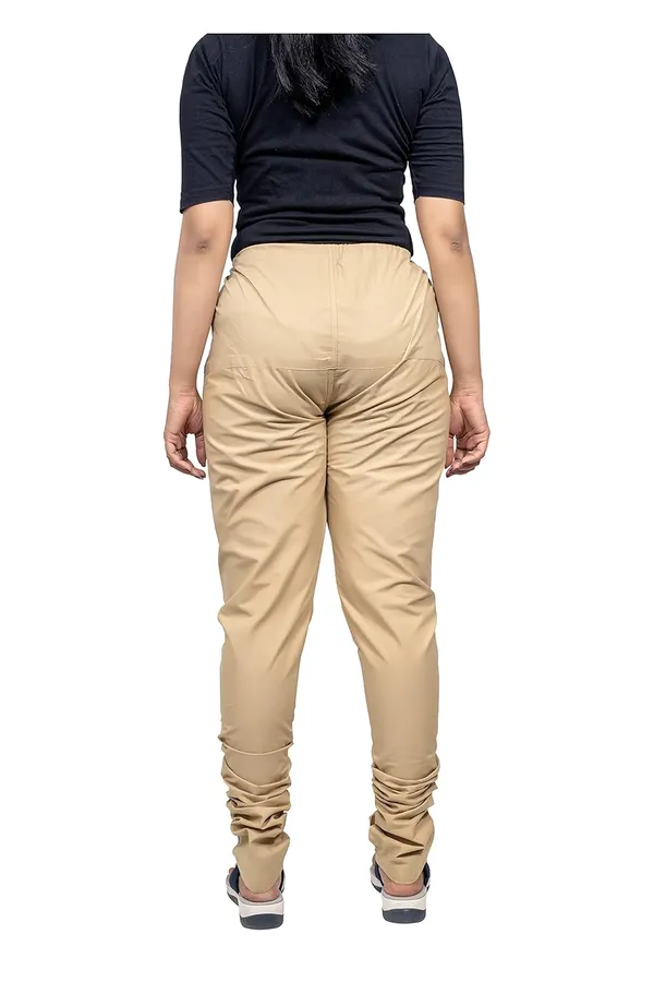 Sand_Khaki_Women_Cotton_Churidar/Gathering_Pant_With_Dupatta_Set_-Solid_Ethnic_Sleek_Ankle_-Regular_Fit-Office_|_Outdoor_Wear
