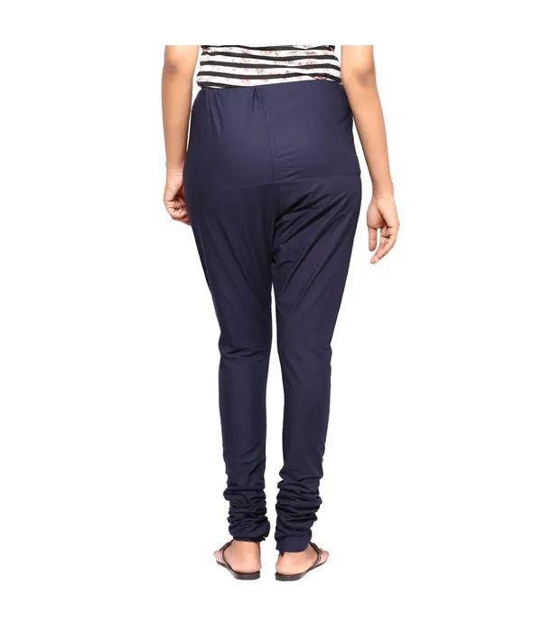 Midnight_Blue_Women_Cotton_Churidar/Gathering_Pant_With_Dupatta_Set_-Solid_Ethnic_Sleek_Ankle_-Regular_Fit-Office_|_Outdoor_Wear