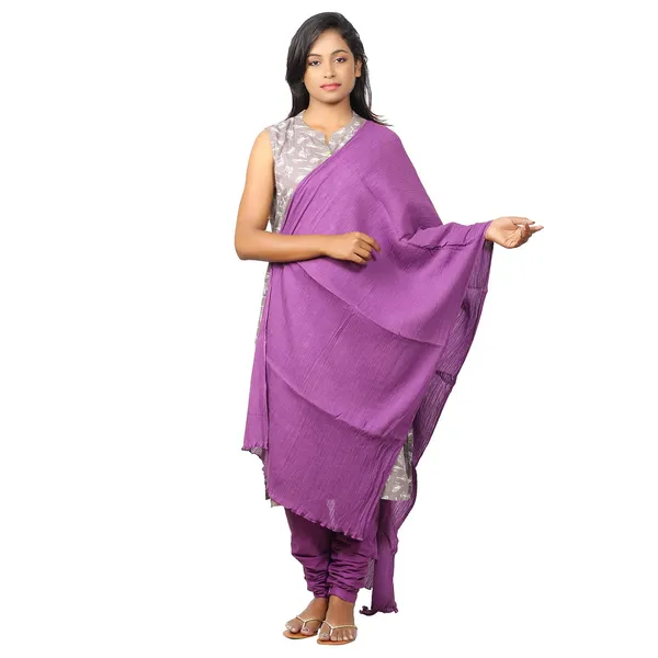 Magenta_Violet_Women_Cotton_Churidar/Gathering_Pant_With_Dupatta_Set_-Solid_Ethnic_Sleek_Ankle_-Regular_Fit-Office_|_Outdoor_Wear