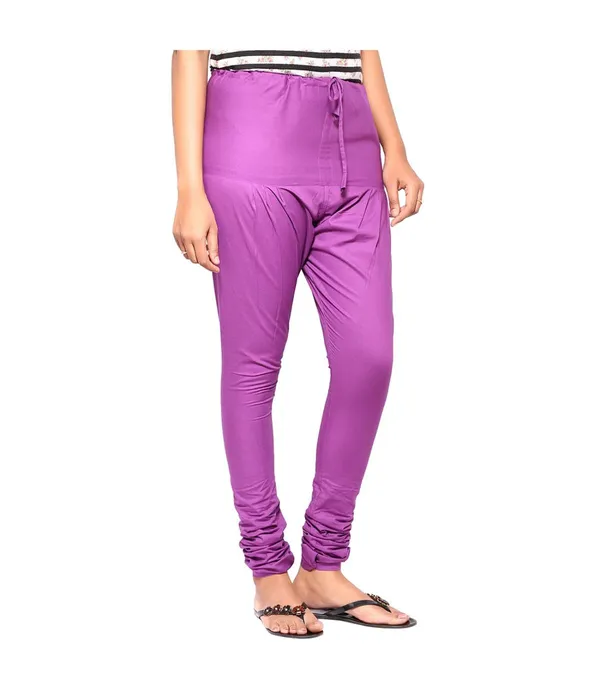 Magenta_Violet_Women_Cotton_Churidar/Gathering_Pant_With_Dupatta_Set_-Solid_Ethnic_Sleek_Ankle_-Regular_Fit-Office_|_Outdoor_Wear