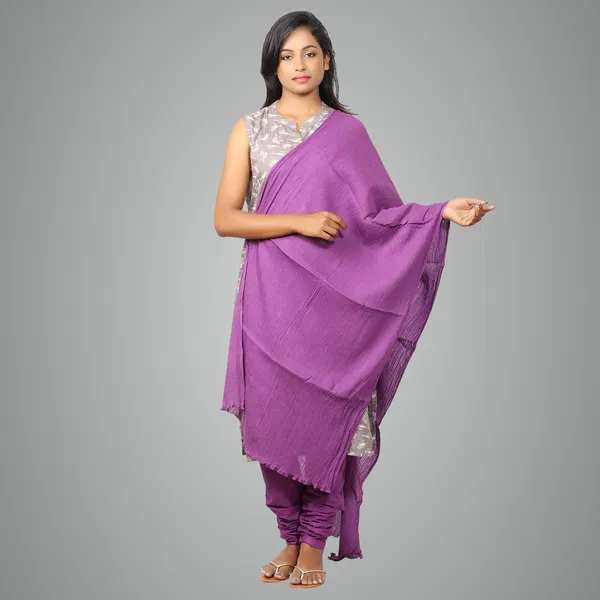 Magenta_Violet_Women_Cotton_Churidar/Gathering_Pant_With_Dupatta_Set_-Solid_Ethnic_Sleek_Ankle_-Regular_Fit-Office_|_Outdoor_Wear