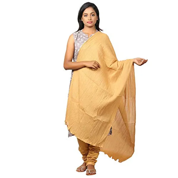Mustard_Yellow_Women_Cotton_Churidar/Gathering_Pant_With_Dupatta_Set_-Solid_Ethnic_Sleek_Ankle_-Regular_Fit-Office_|_Outdoor_Wear