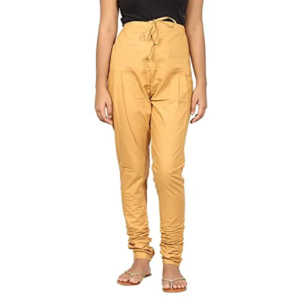 Mustard_Yellow_Women_Cotton_Churidar/Gathering_Pant_With_Dupatta_Set_-Solid_Ethnic_Sleek_Ankle_-Regular_Fit-Office_|_Outdoor_Wear