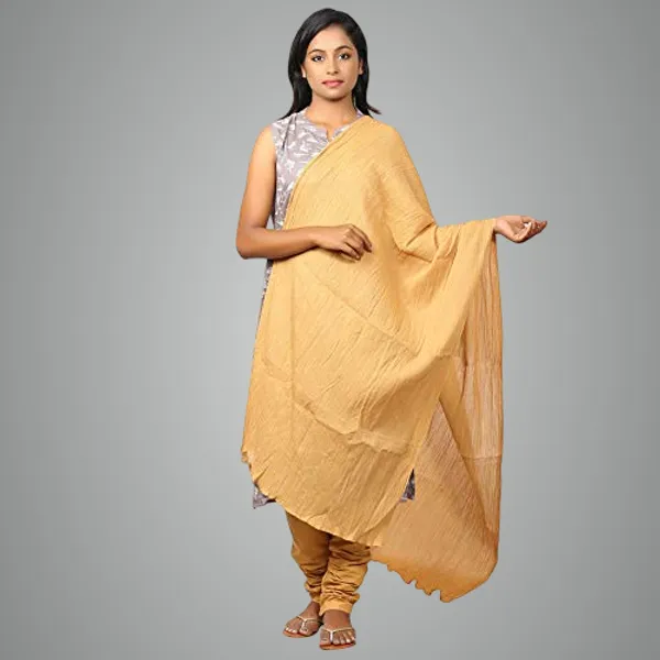 Mustard_Yellow_Women_Cotton_Churidar/Gathering_Pant_With_Dupatta_Set_-Solid_Ethnic_Sleek_Ankle_-Regular_Fit-Office_|_Outdoor_Wear