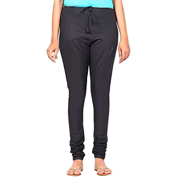 Black_Women_Cotton_Churidar/Gathering_Pant_With_Dupatta_Set_-Solid_Ethnic_Sleek_Ankle_-Regular_Fit-Office_|_Outdoor_Wear