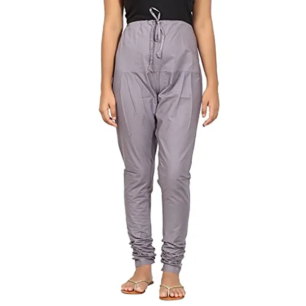 Steel_Grey_Women_Cotton_Churidar/Gathering_Pant_With_Dupatta_Set_-Solid_Ethnic_Sleek_Ankle_-Regular_Fit-Office_|_Outdoor_Wear