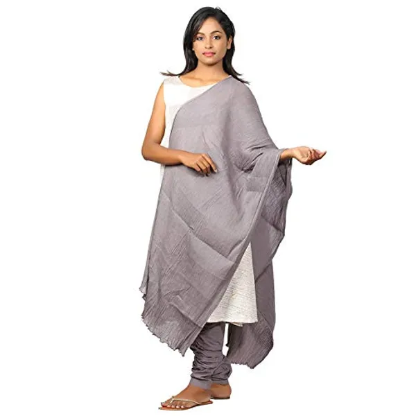 Steel_Grey_Women_Cotton_Churidar/Gathering_Pant_With_Dupatta_Set_-Solid_Ethnic_Sleek_Ankle_-Regular_Fit-Office_|_Outdoor_Wear
