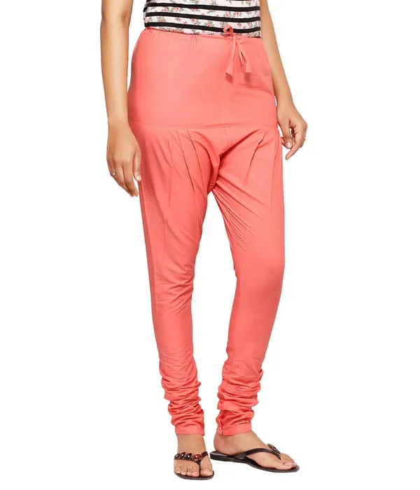 Shell_Pink_Women_Cotton_Churidar/Gathering_Pant_With_Dupatta_Set_-Solid_Ethnic_Sleek_Ankle_-Regular_Fit-Office_|_Outdoor_Wear