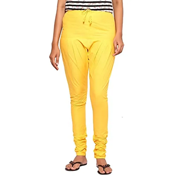 Summer_Yellow_Women_Cotton_Churidar/Gathering_Pant_With_Dupatta_Set_-Solid_Ethnic_Sleek_Ankle_-Regular_Fit-Office_|_Outdoor_Wear
