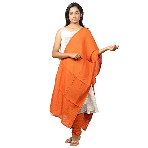 Burnt_Orange_Women_Cotton_Churidar/Gathering_Pant_With_Dupatta_Set_-Solid_Ethnic_Sleek_Ankle_-Regular_Fit-Office_|_Outdoor_Wear