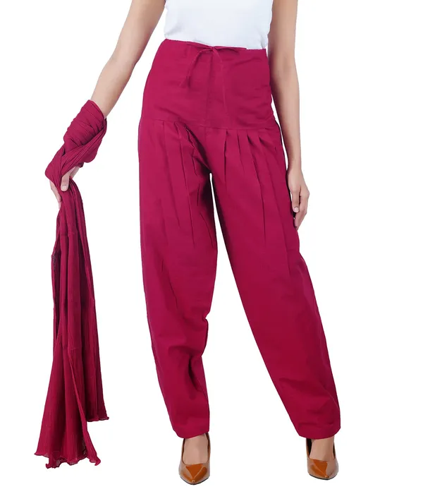 Burgundy_Maroon_Salwar_Pant_Dupatta_Colour_Combo_-_Ethnic_Style_-_Comfort_Fit_With_Drawstring_For_Office_And_All_Day_Wear